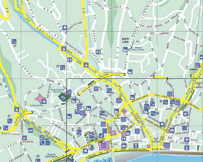Stadtplan - Karte von Funchal mit Hotels